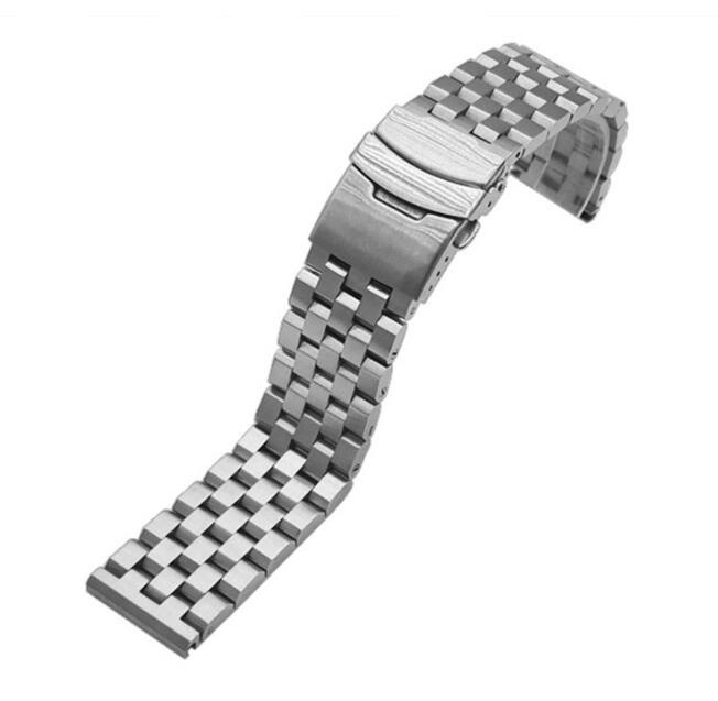 Stainless Steel Mens Tank Watch Band 5 Beads Fold Clasp Watch Strap for Brand Link Bracelets