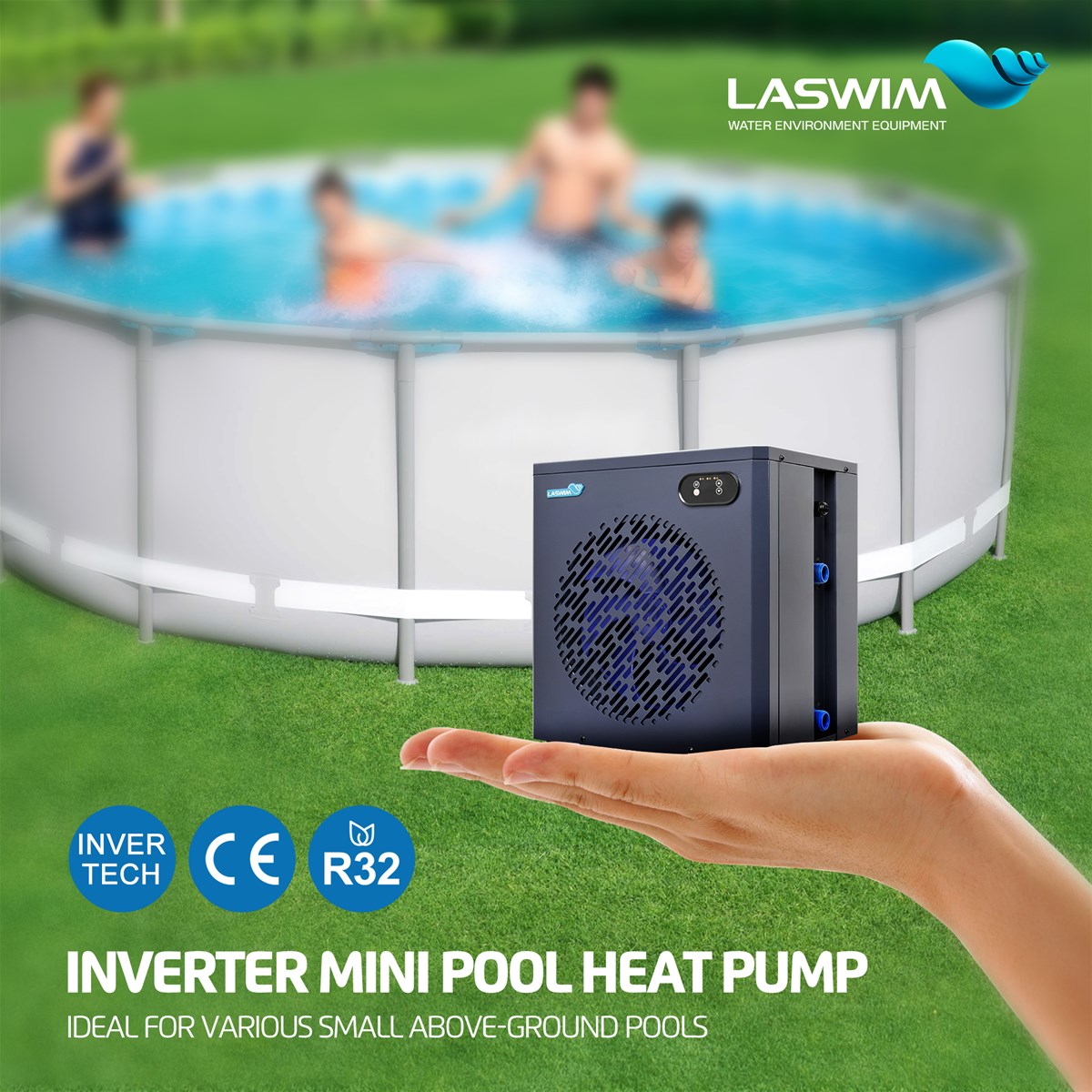 Hot Sale Inverter Mini Swimming Pool Heat Pump for Various Small above Ground Pools