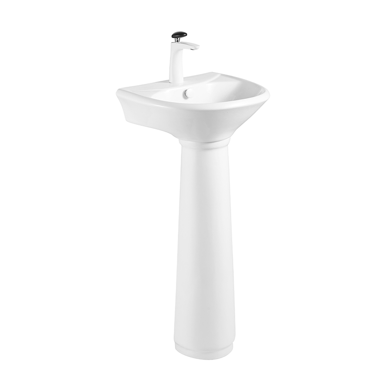 16inch 42cm compact design white oval porcelain bathroom mini pedestal sink freestanding wash basin with overflows