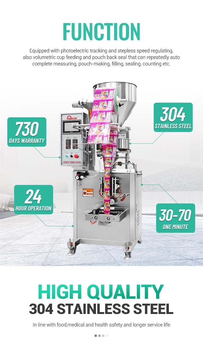 Vffs Automatic Granule Snacks Candy Salt Sugar Sachet Packing Packaging Machine