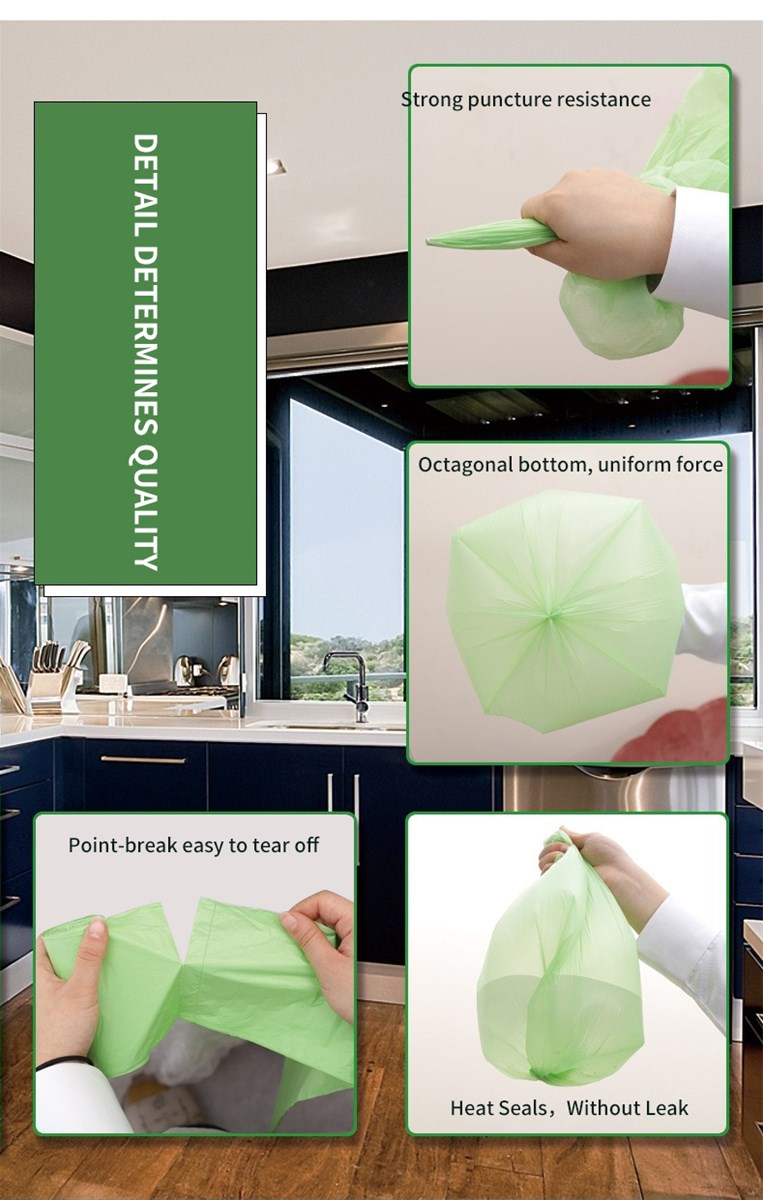Certified Custom PLA 100 Biodegradable Compostable Cornstarch Plastic Trash Bags Green Biodegradable Carrier Plastic Ga