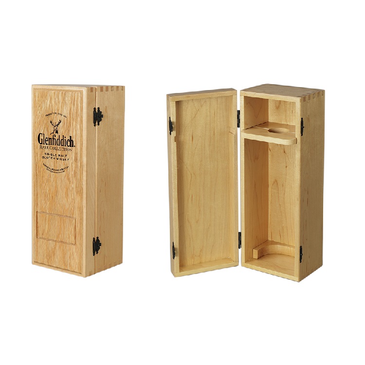 DS Custom Laser Engraved Logo Oak Wood Wine Bottle Box With Lacquer Gift Packaging Wooden Wine Box