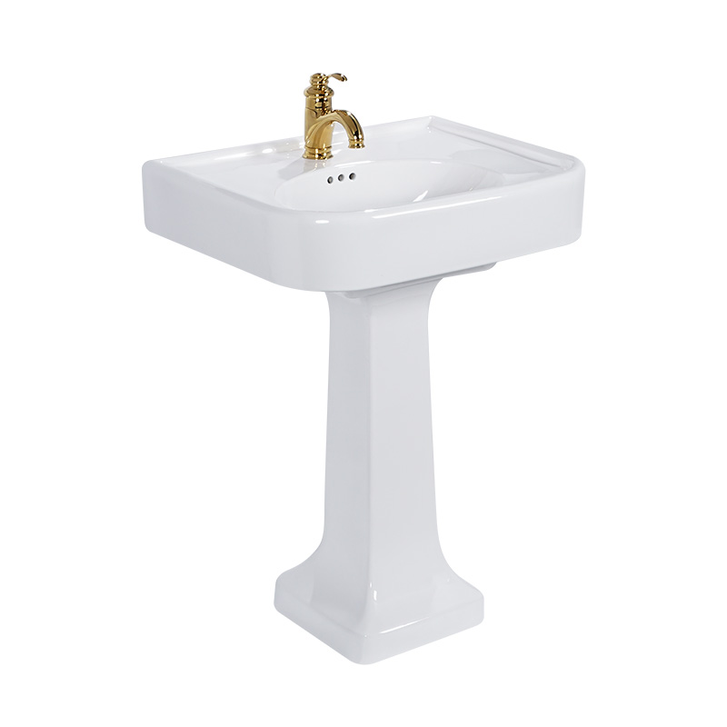 Bathroom 66 cm 26 inches wide Vintage style white vitreous china porcelain Victorian style pedestal sink