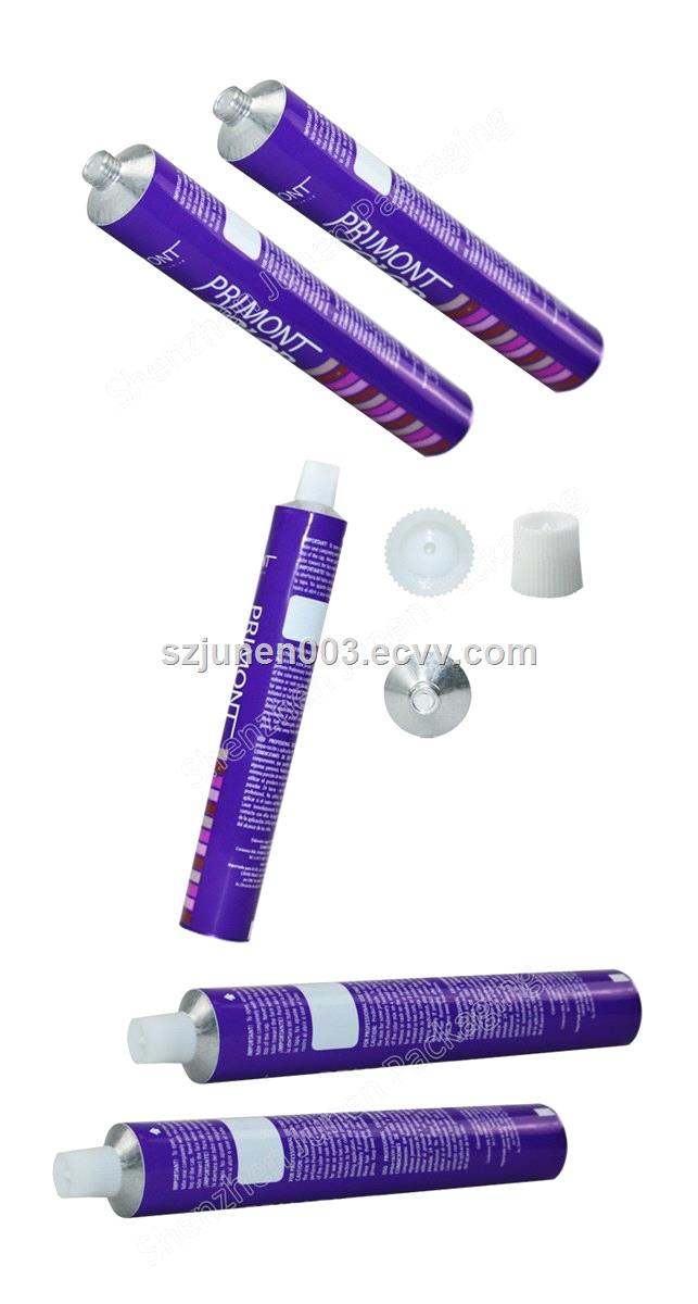 Collapsible aluminum hair dye color tube packaging