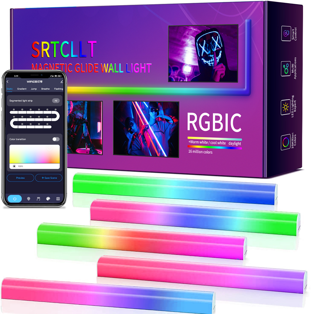 Glide RGBWIC LED Wall Light Magnetic Music Sync TV Light Bar Smart APP Remote Control Home Decor LED Wall Lights fo