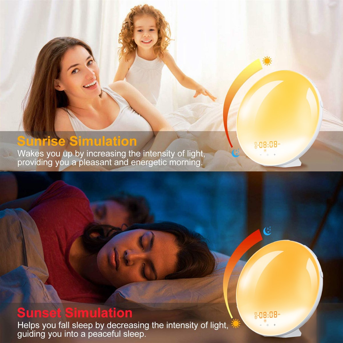 Sunrise Alarm Clock with Natural Sounds for Better Sleep