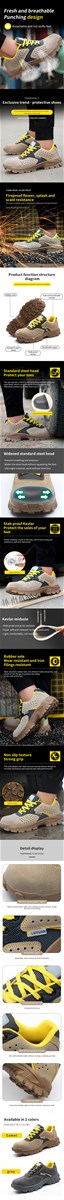 Labor insurance shoes highquality cowhide rubber sole antismashing antipuncture nonslip breathable safety shoes dire