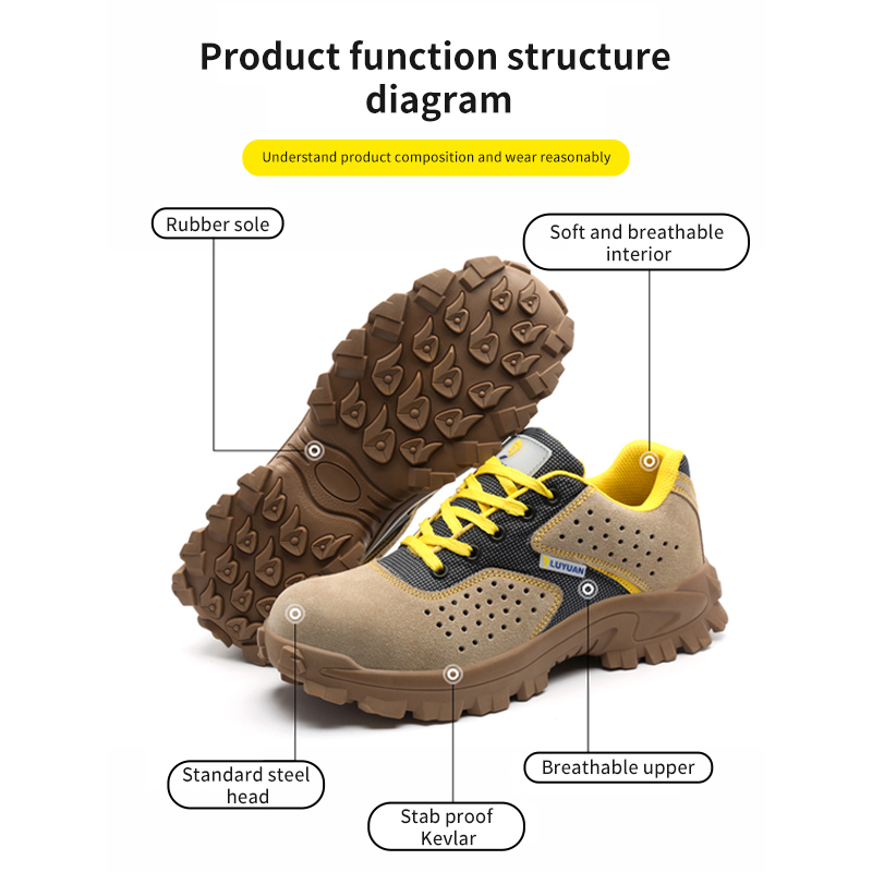 Labor insurance shoes highquality cowhide rubber sole antismashing antipuncture nonslip breathable safety shoes dire