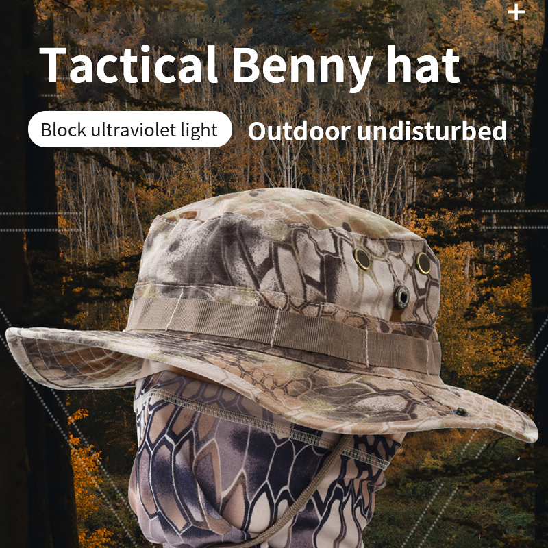 Camouflage roundbrimmed hat outdoor fisherman hat mens windshield sun hat military fan hat men