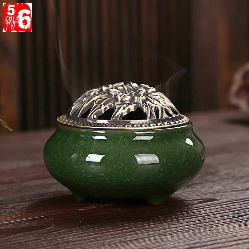 Colorful ice cracked ceramic incense burner aromatherapy stove home tea room creative decoration