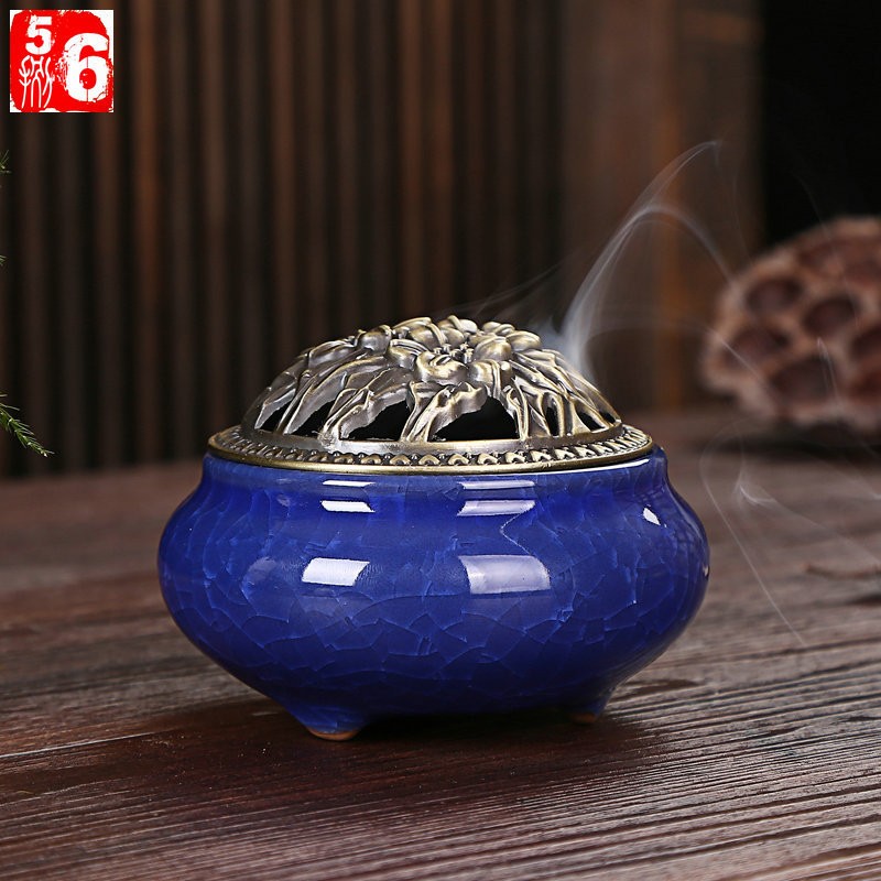 Colorful ice cracked ceramic incense burner aromatherapy stove home tea room creative decoration