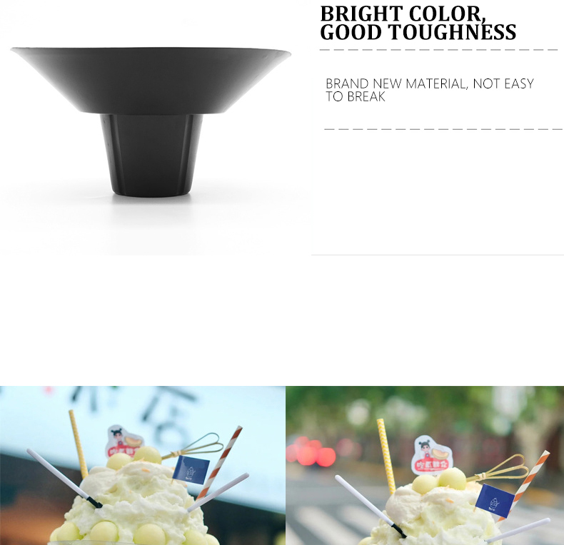 Disposable cotton ice bowl black shaved ice bowl plastic creative smoothie cup 500