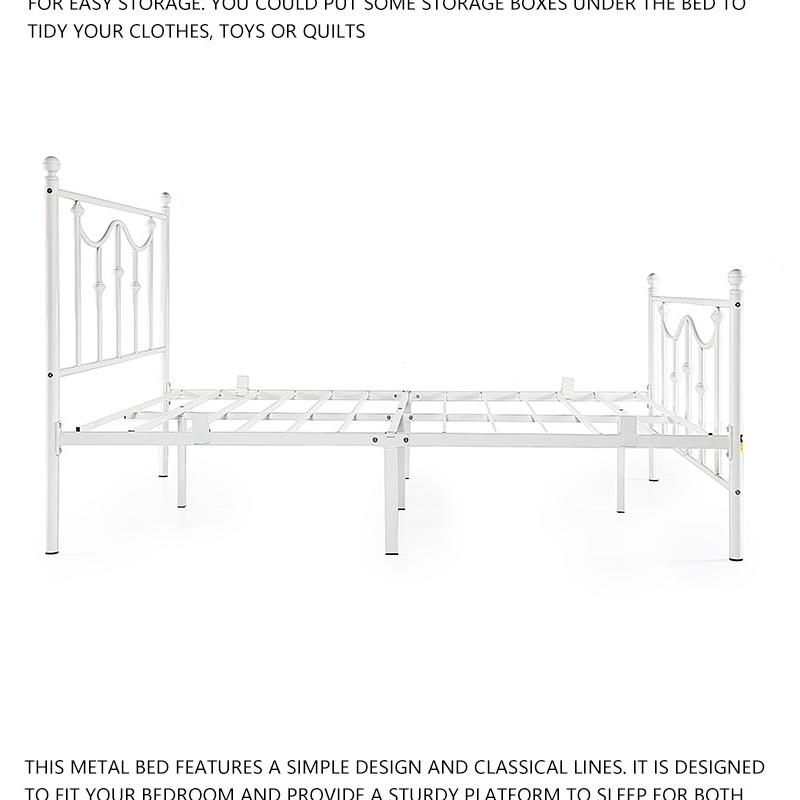 Wholesale Cheap Metal Bed Frame Simple Platform Bed Headboard Iron Frame FULL Size Double Sleeping Bed