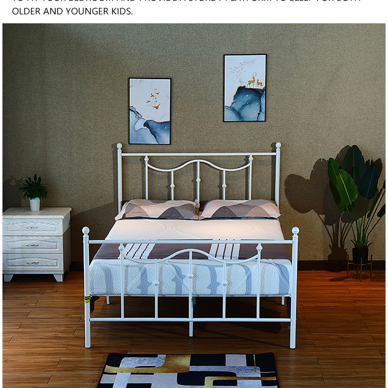 Wholesale Cheap Metal Bed Frame Simple Platform Bed Headboard Iron Frame FULL Size Double Sleeping Bed