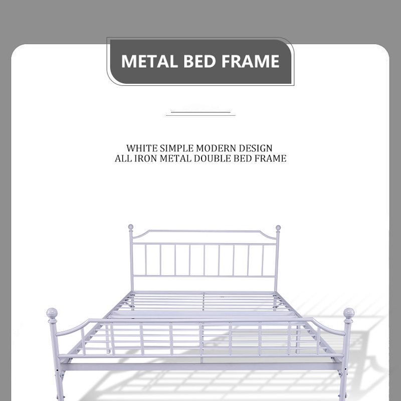 White Simple Modern Design All Iron Metal Double Bed Frame Please Contact for Detailed Price