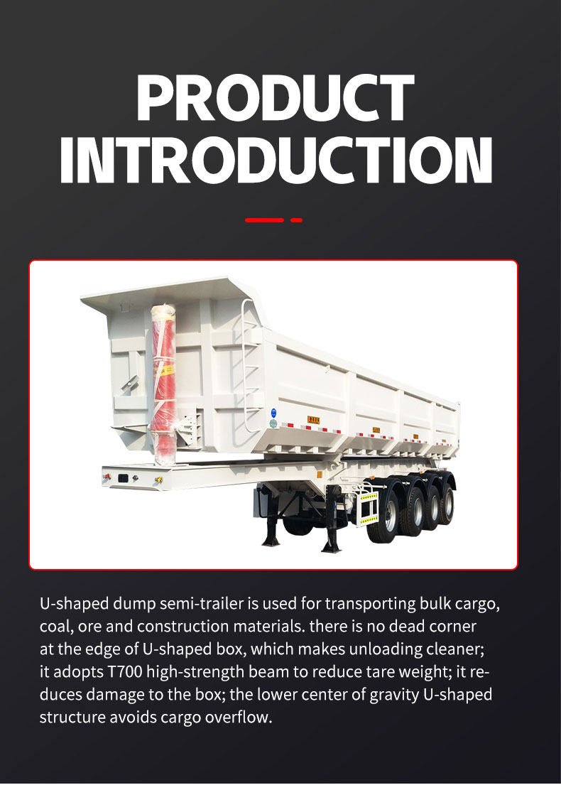 Hydraulic 60 Tons Dump SemiTrailer Sand Gravel Transport Dump Truck
