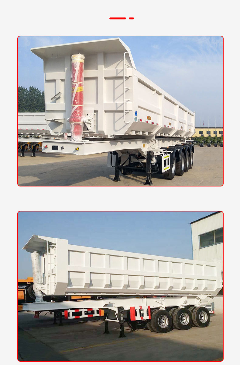 Hydraulic 60 Tons Dump SemiTrailer Sand Gravel Transport Dump Truck