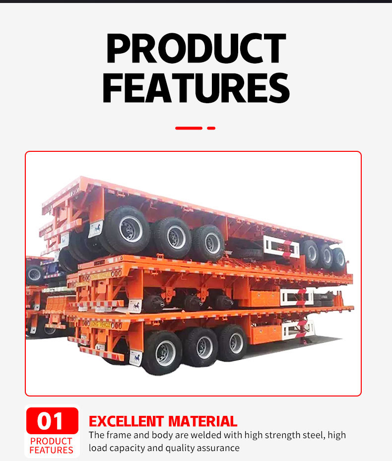 3080 Tons 234 Axle Flatbed 204045 Feet Container SemiTrailer Flatbed SemiTrailer