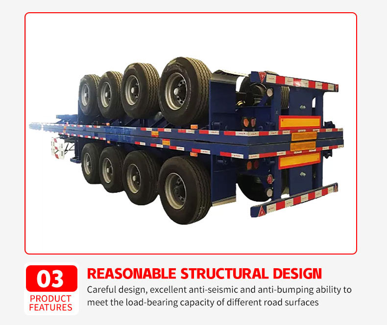 3080 Tons 234 Axle Flatbed 204045 Feet Container SemiTrailer Flatbed SemiTrailer