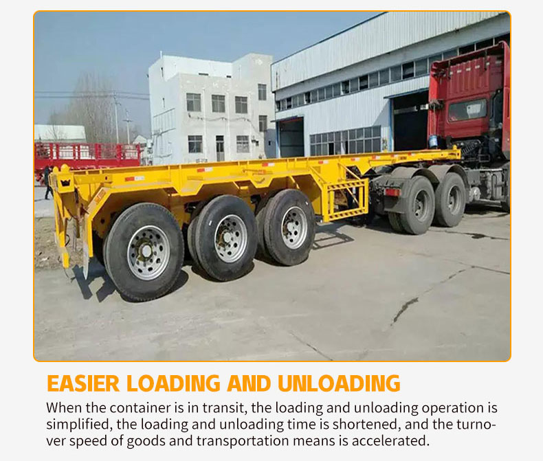 20 Tons80 Tons Truck Trailer 3 Axle 4 Axle Skeleton 20 Feet Container SemiTrailer