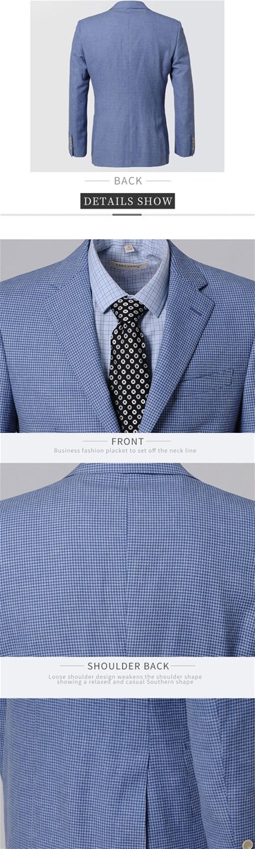 Casual suit men linen business suit spring and summer double slit houndstooth single suit jacket thin