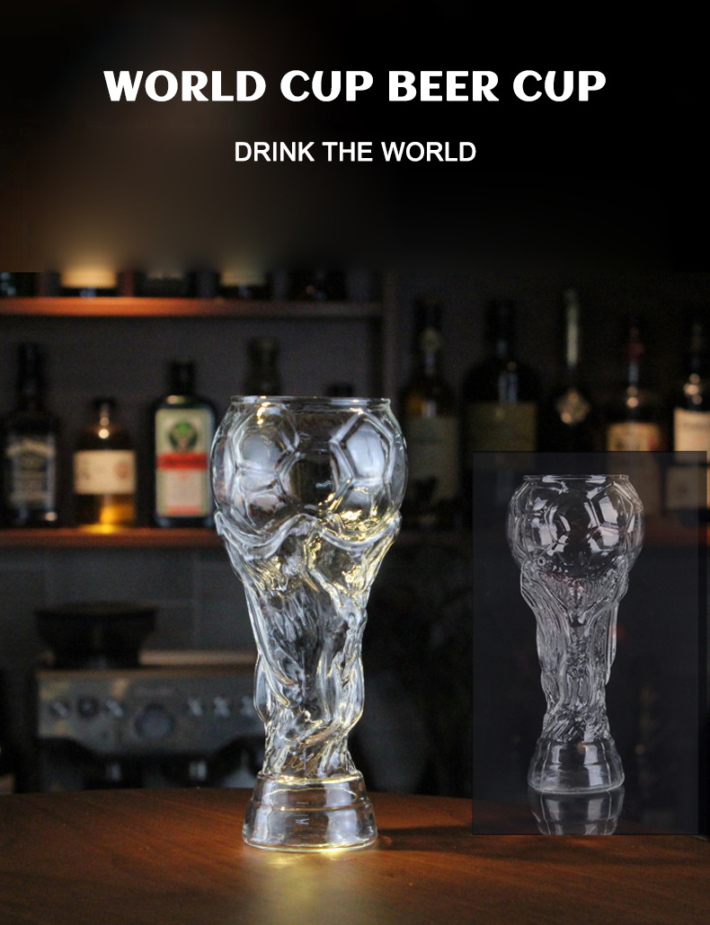 2022 Qatar World Cup Trophy Shaped Drinking Glasses Clear Sublimation Beer Can Glass Mug Cups
