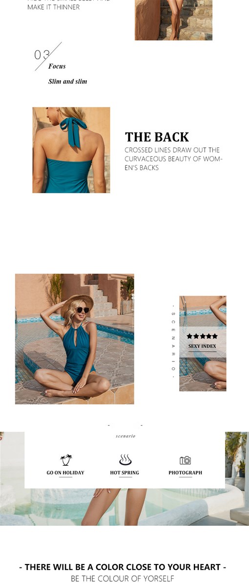 Threecolor suspenders onepiece swimsuit B2H0001