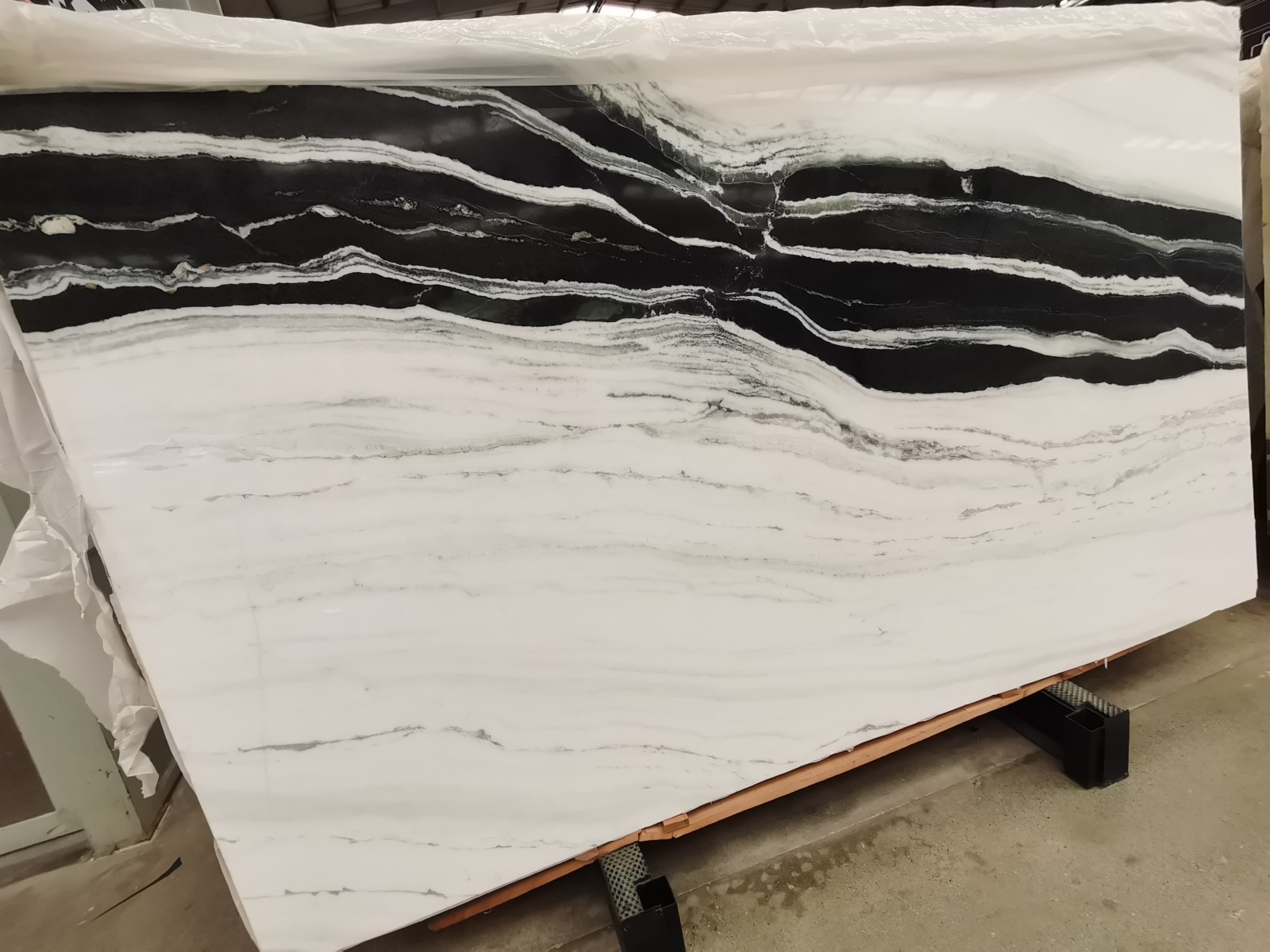 panda white marble with black veins marble slab for wall cladding