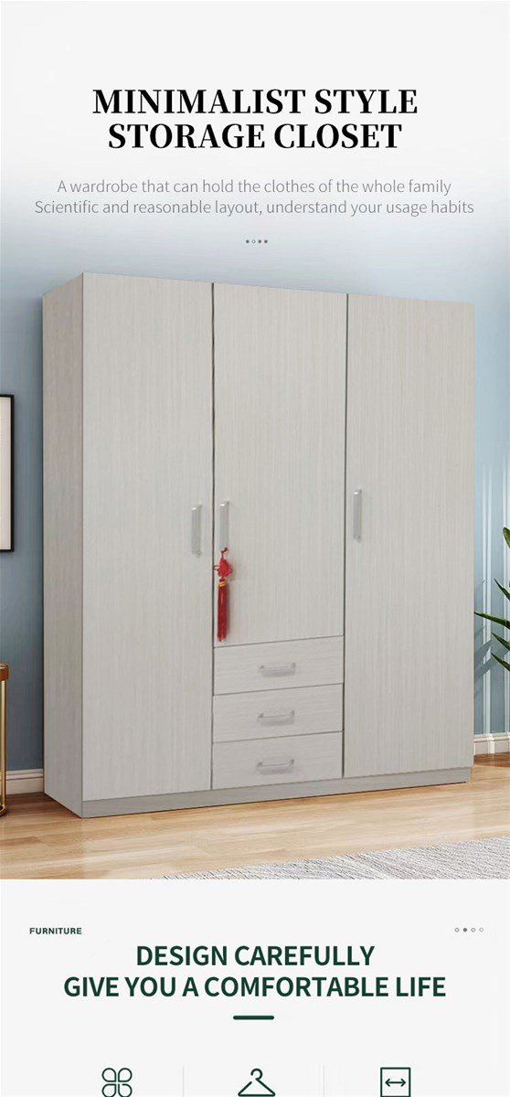 Wardrobe household bedroom adult children small family simple modern solid wood rental room cabinet storage cabine