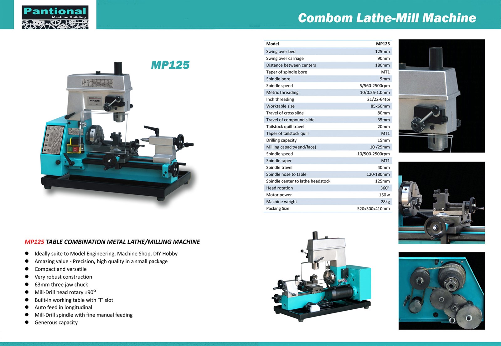 bench lathe combo lathe machine drilling and milling machine