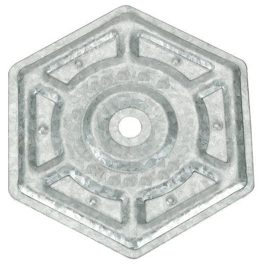 Hex Stress Plate for Insulation and cover board attachment to steel and wood roof decks