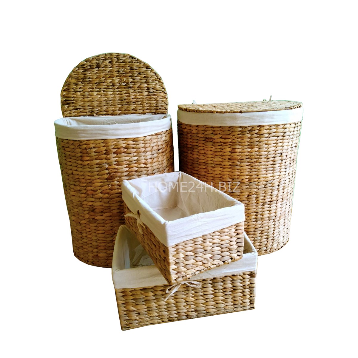 s4 Rice nut weave Water Hyacinth halfmoon Liner Laundry Hamper in natural