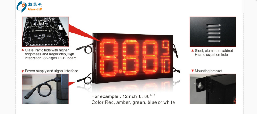 Gas Station Products Outdoor Four Number LED Gas Custom LED Gas Station Price Board