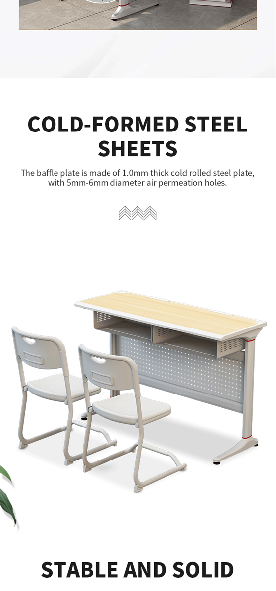 School classroom single double desks and chairs