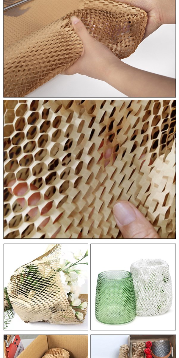 Buffered honeycomb filled kraft papergrid express cosmetics packaging paper can be customized