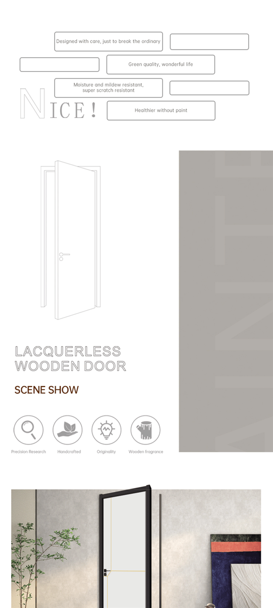 L06 White crossed gold thread interior set door