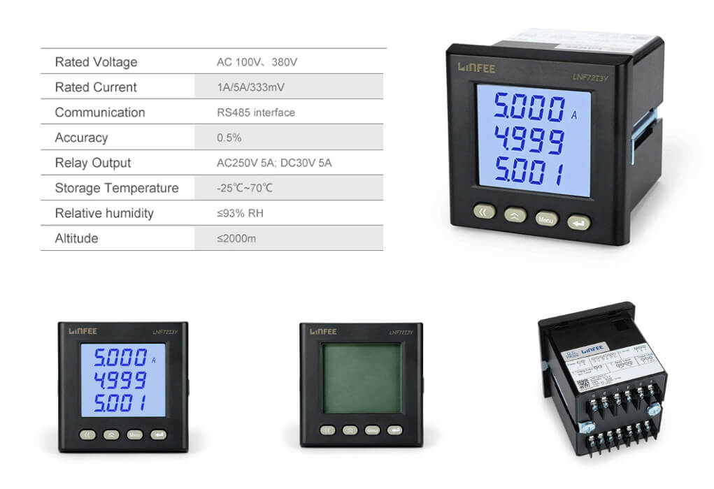 Intelligent Electrical Measuring Instrument Digital LCD Display Voltage Ammeter Three Phase AC Current Ampere Meter