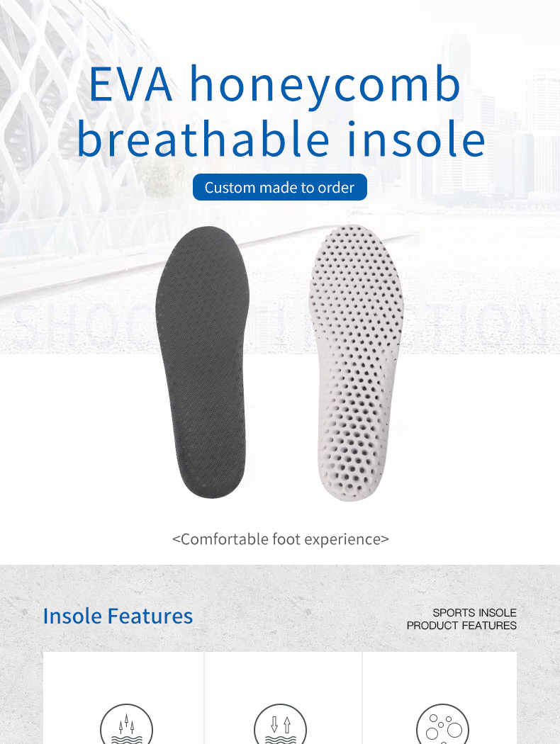 EVA honeycomb breathable insoles support customization