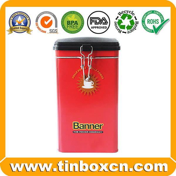 Customized Metal latch lid coffee tin box BR512