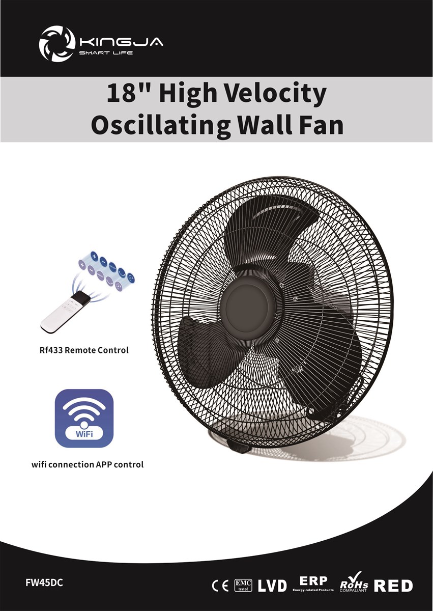18 inch DC wall mounted fan with App wifi control