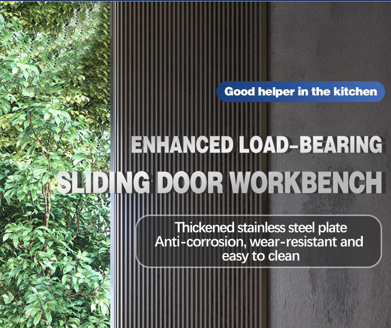 Thickened stainless steel sliding door workbench