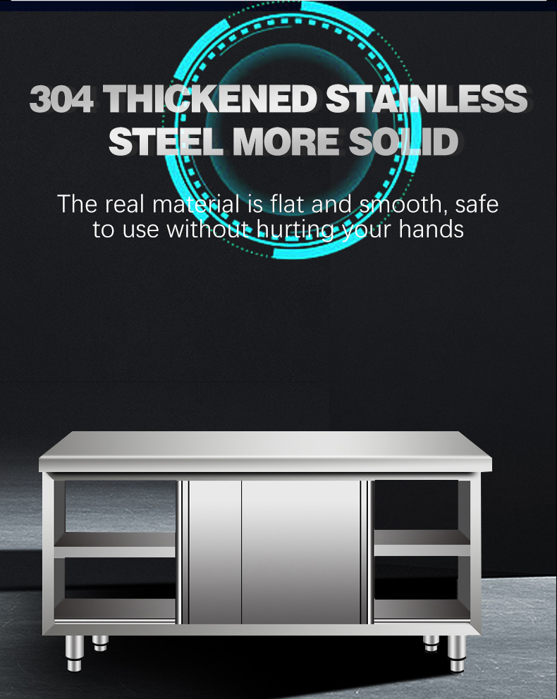 Thickened stainless steel sliding door workbench