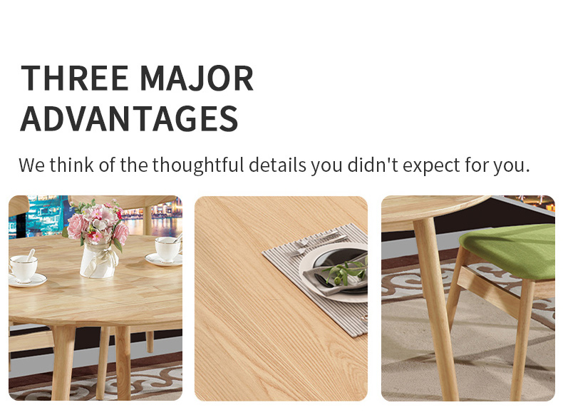 Scandinavian AllSolid Wood Dining Table Modern minimalist rubber Wood Table and Chair Set