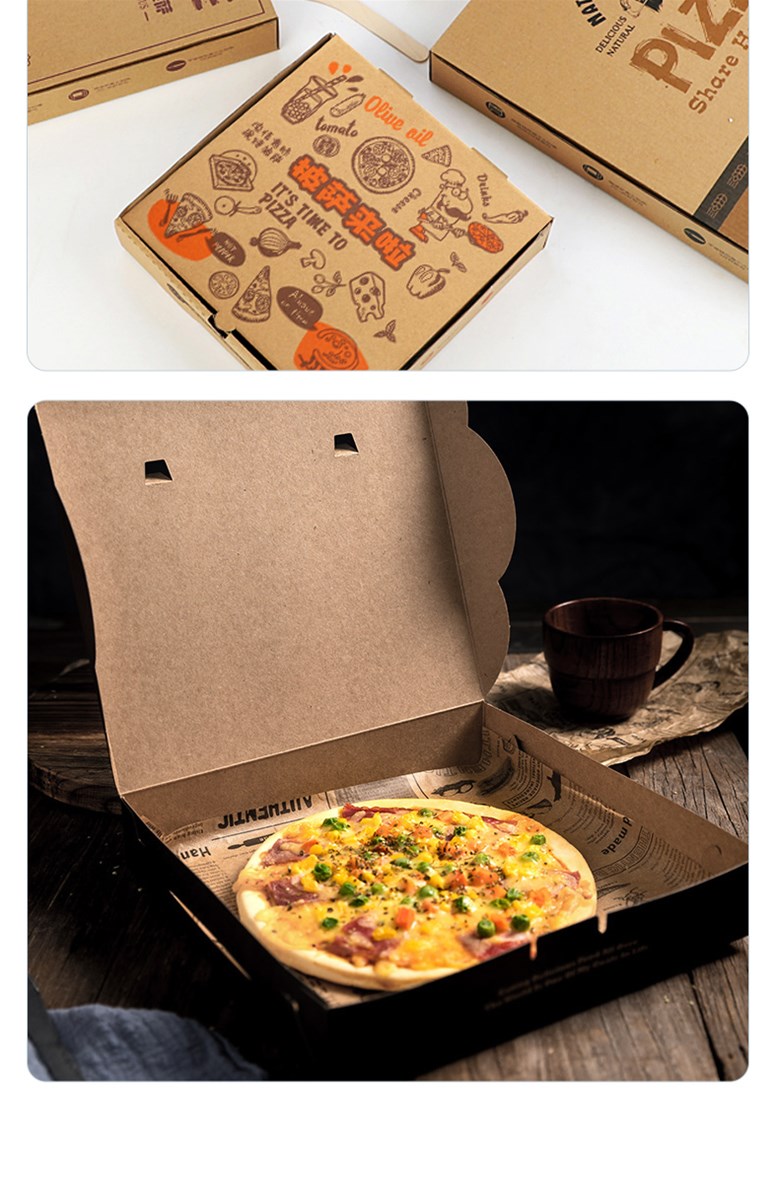 Corrugated pizza box Sizes and patterns can be customised
