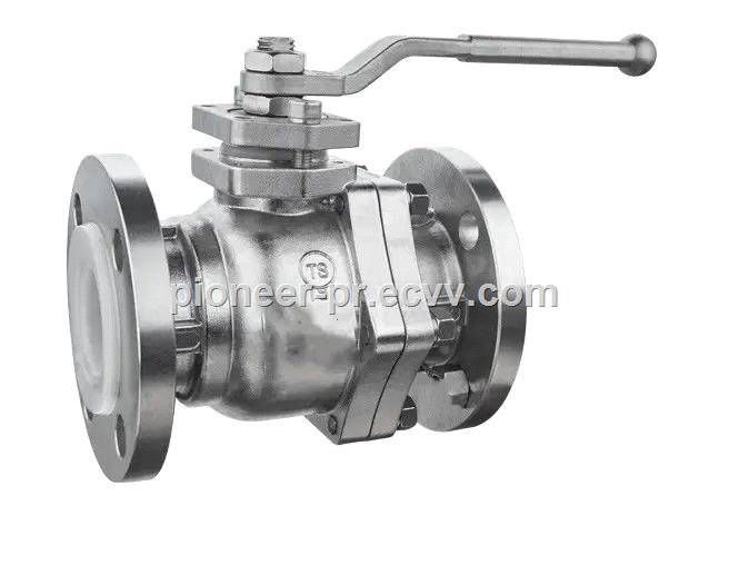 Two Piece or Three Piece Flange Type PTFE Lined Fluorine Ball Valve with Worm Gear for AcidProof for Water Treatment