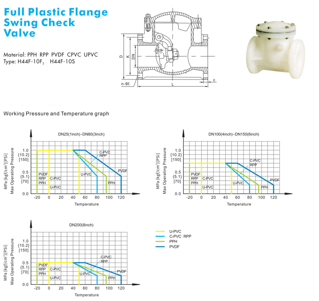 Full Plastic PVDF Swing Check Valve for Chemical Corrosive AcidAlkali Water Treatment