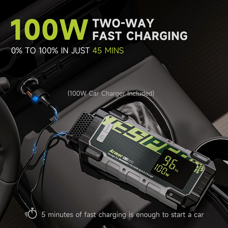 Yesper Best Sale car battery 12V 74Wh Emergency Jump Starter with LCD Screen