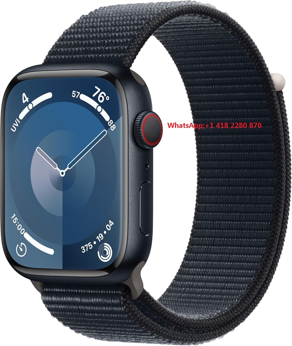 Apple Watch Series 9 GPS Cellular 45mm Smartwatch with Midnight Aluminum Case with Midnight Sport Loop Fitness Trac