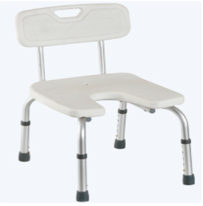 Height adjustable perineal shower bench with back