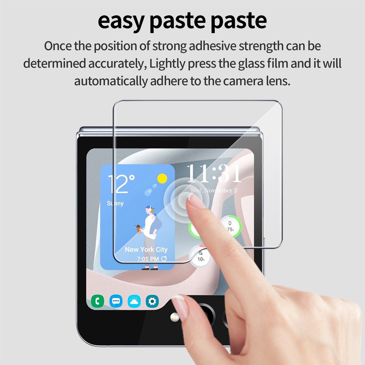 3D 9H Tempered Glass For Z Flip 5 Lens Film For W23 Flip Small Screen Glass Protective Film